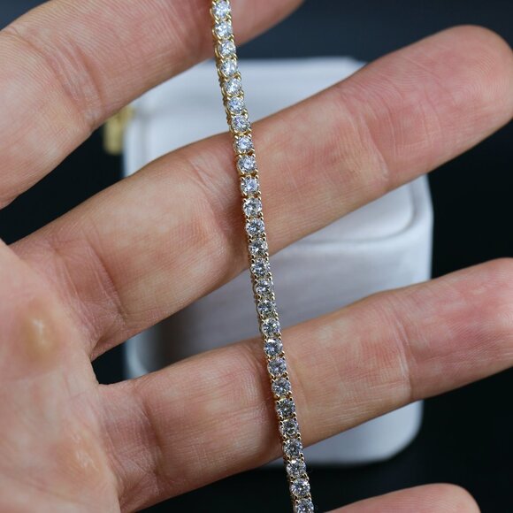 6.27 Carat Lab-Grown Diamond Tennis Bracelet in 14K Yellow Gold - Picture 1 of 7